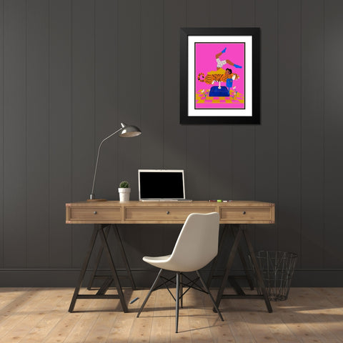 Put a tiger in your heart Black Modern Wood Framed Art Print with Double Matting by Jotadejai