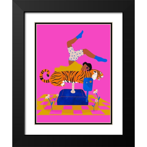 Put a tiger in your heart Black Modern Wood Framed Art Print with Double Matting by Jotadejai