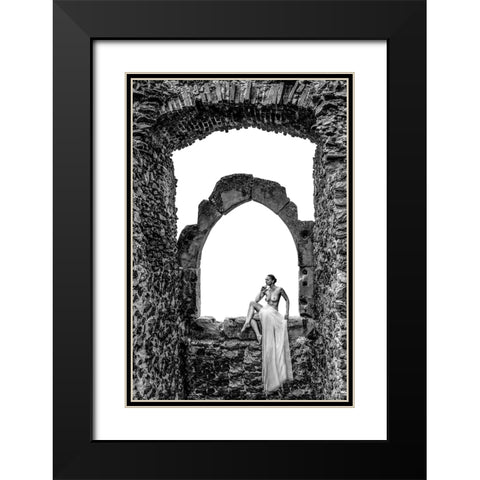 Thinking Black Modern Wood Framed Art Print with Double Matting by D. Pop, Ovi