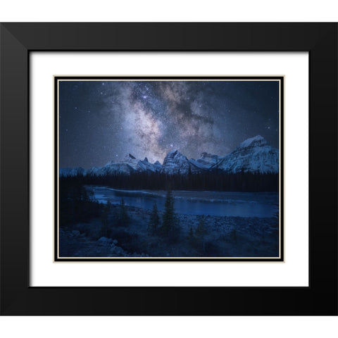 Milky Way over Mountains Black Modern Wood Framed Art Print with Double Matting by F. Turienzo, Carlos