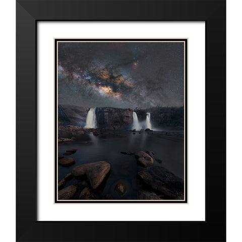 Athirapally Black Modern Wood Framed Art Print with Double Matting by Chander, Vikas