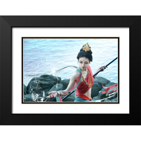 breeze Black Modern Wood Framed Art Print with Double Matting by Suemasa, Hiroaki