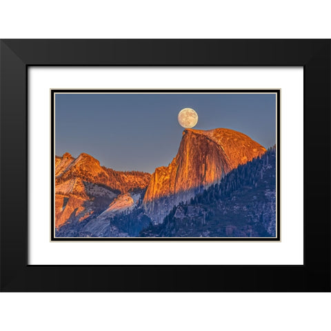 Moonrise Over Half Dome Black Modern Wood Framed Art Print with Double Matting by Lin, Ning