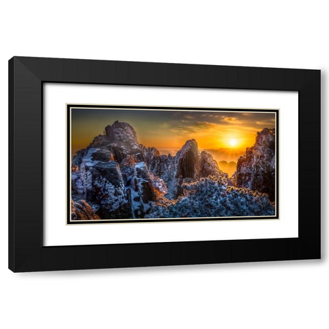 The Yellow Mountain Black Modern Wood Framed Art Print with Double Matting by Lim, Jack