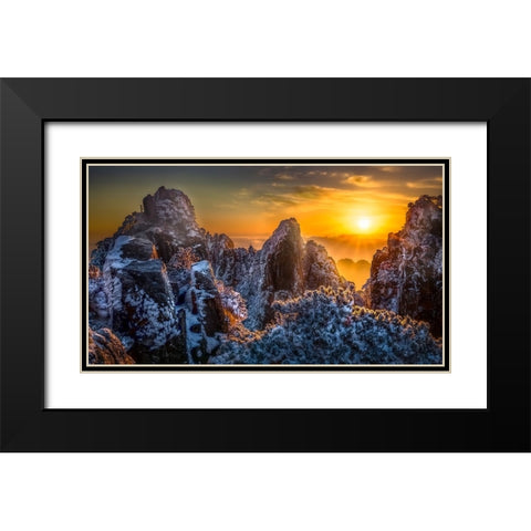 The Yellow Mountain Black Modern Wood Framed Art Print with Double Matting by Lim, Jack