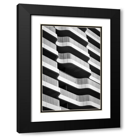 Curved II Black Modern Wood Framed Art Print with Double Matting by Pfeiffer, Peter