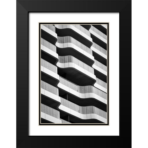 Curved II Black Modern Wood Framed Art Print with Double Matting by Pfeiffer, Peter