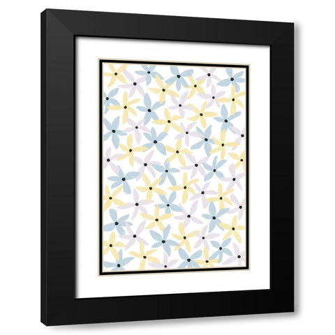 Playful Flowers Black Modern Wood Framed Art Print with Double Matting by Uplusmestudio