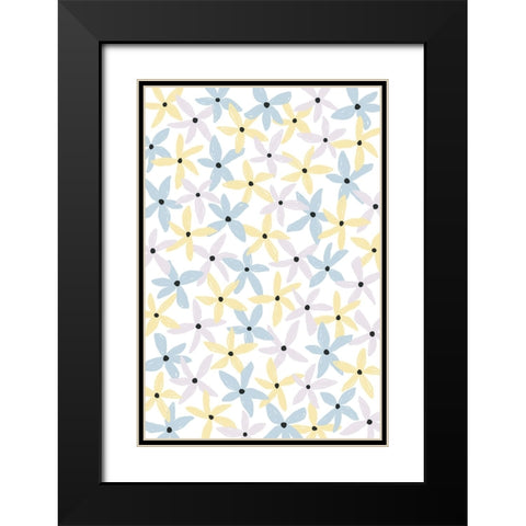 Playful Flowers Black Modern Wood Framed Art Print with Double Matting by Uplusmestudio
