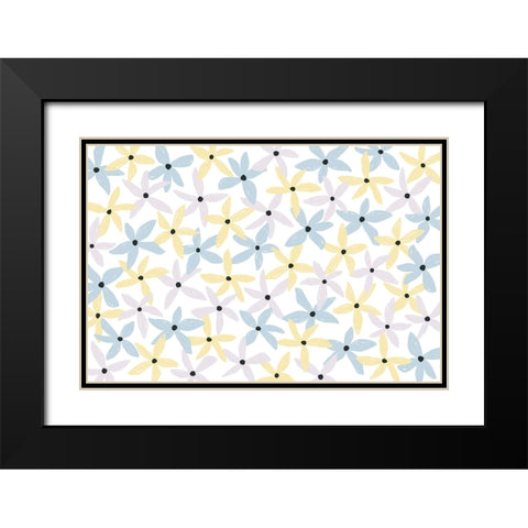 Playful Flowers Black Modern Wood Framed Art Print with Double Matting by Uplusmestudio