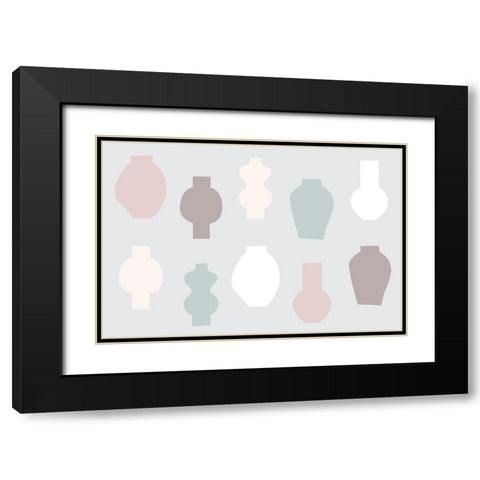 Abstract Vases Pastel Black Modern Wood Framed Art Print with Double Matting by Uplusmestudio