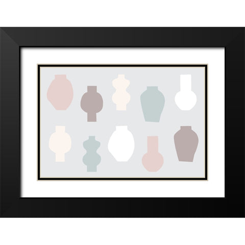 Abstract Vases Pastel Black Modern Wood Framed Art Print with Double Matting by Uplusmestudio