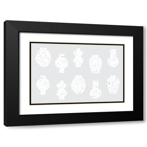 Abstract Vases White Black Modern Wood Framed Art Print with Double Matting by Uplusmestudio