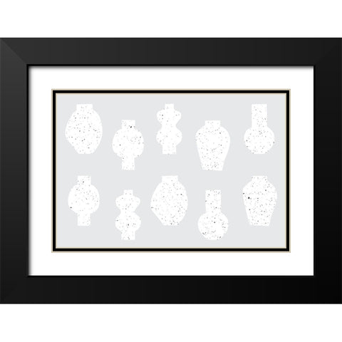Abstract Vases White Black Modern Wood Framed Art Print with Double Matting by Uplusmestudio