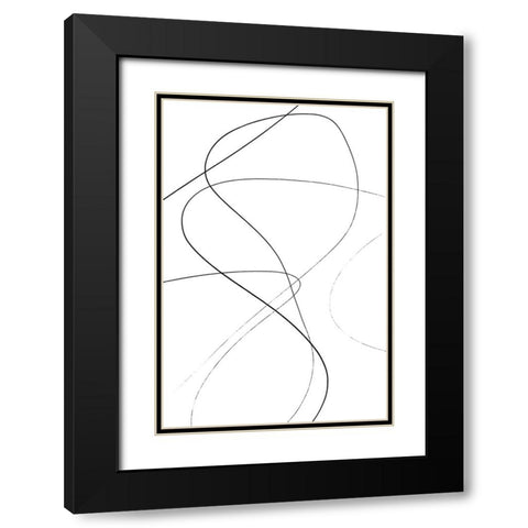 Loose Lines Black Modern Wood Framed Art Print with Double Matting by Uplusmestudio