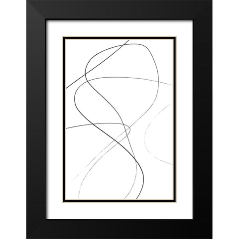 Loose Lines Black Modern Wood Framed Art Print with Double Matting by Uplusmestudio