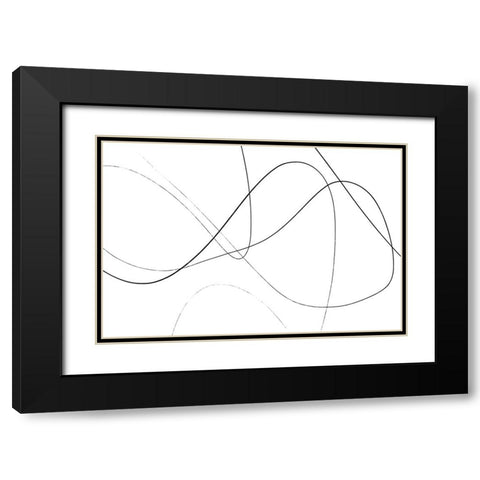 Loose Lines Black Modern Wood Framed Art Print with Double Matting by Uplusmestudio