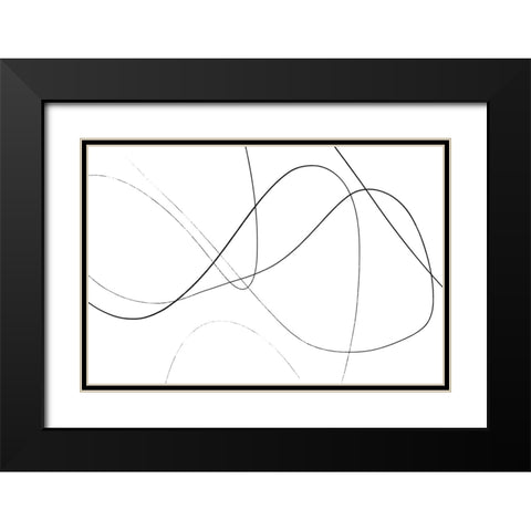 Loose Lines Black Modern Wood Framed Art Print with Double Matting by Uplusmestudio