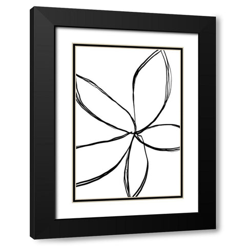 Simple Flower Black Modern Wood Framed Art Print with Double Matting by Uplusmestudio