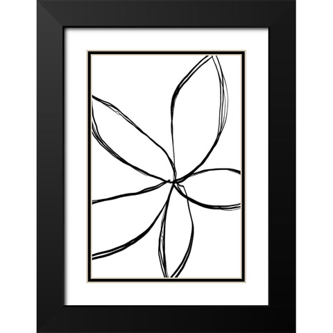 Simple Flower Black Modern Wood Framed Art Print with Double Matting by Uplusmestudio