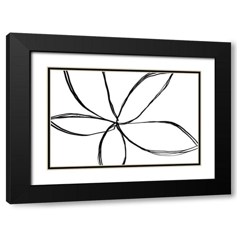 Simple Flower Black Modern Wood Framed Art Print with Double Matting by Uplusmestudio
