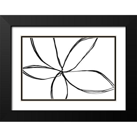 Simple Flower Black Modern Wood Framed Art Print with Double Matting by Uplusmestudio