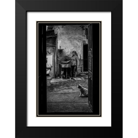 Everyday Life Black Modern Wood Framed Art Print with Double Matting by Morishige, Koji