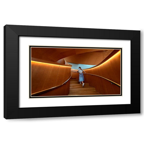 Stairs 2 Black Modern Wood Framed Art Print with Double Matting by Zhou, Steven