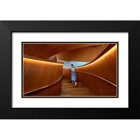 Stairs 2 Black Modern Wood Framed Art Print with Double Matting by Zhou, Steven