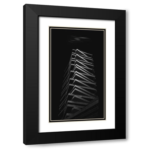 Zigzag Black Modern Wood Framed Art Print with Double Matting by And Hongchao, Gu
