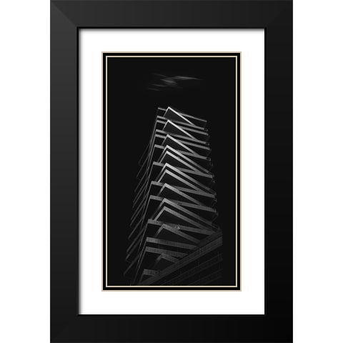 Zigzag Black Modern Wood Framed Art Print with Double Matting by And Hongchao, Gu