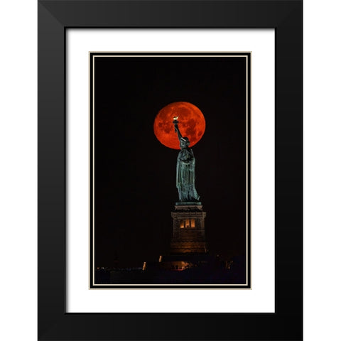 2022 july buck moon Black Modern Wood Framed Art Print with Double Matting by J Rao, Jenny