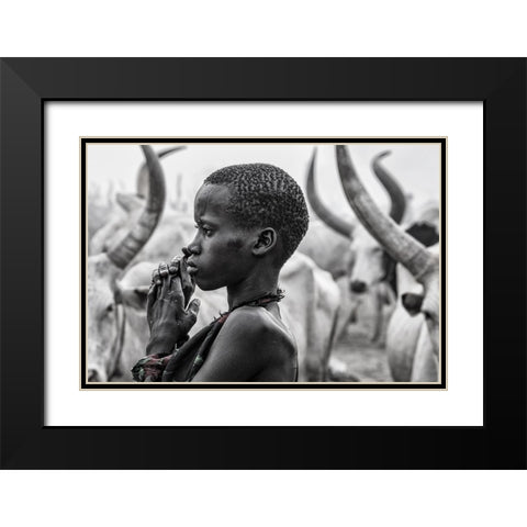 Mundari Girl - South Sudan Black Modern Wood Framed Art Print with Double Matting by Inazio Kuesta, Joxe
