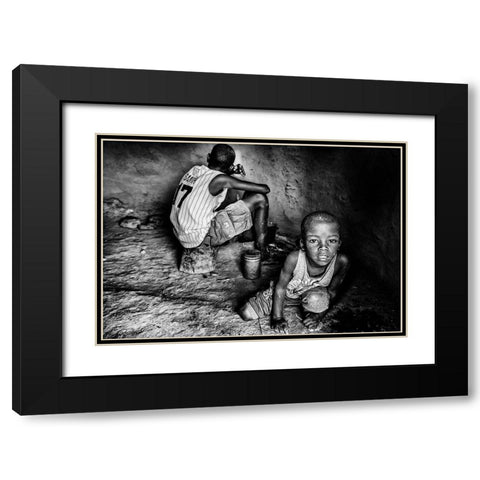 Ilchamus Tribe Children At Home - Kenya Black Modern Wood Framed Art Print with Double Matting by Inazio Kuesta, Joxe