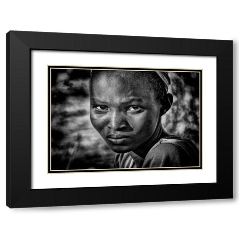 Pokot Tribe Girl-I - Kenya Black Modern Wood Framed Art Print with Double Matting by Inazio Kuesta, Joxe