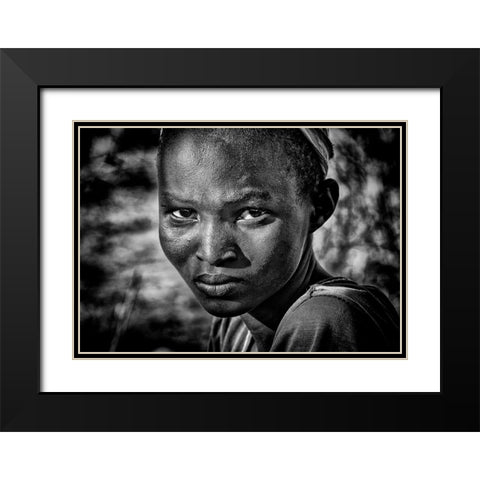 Pokot Tribe Girl-I - Kenya Black Modern Wood Framed Art Print with Double Matting by Inazio Kuesta, Joxe