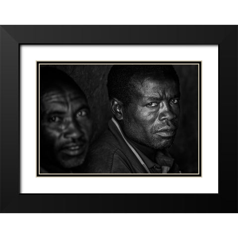 Ethiopian Men. Black Modern Wood Framed Art Print with Double Matting by Inazio Kuesta, Joxe