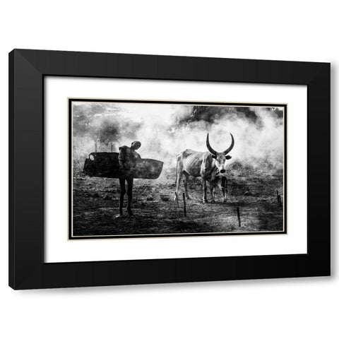 Mundari Chlid Carrying Dung - South Sudan Black Modern Wood Framed Art Print with Double Matting by Inazio Kuesta, Joxe