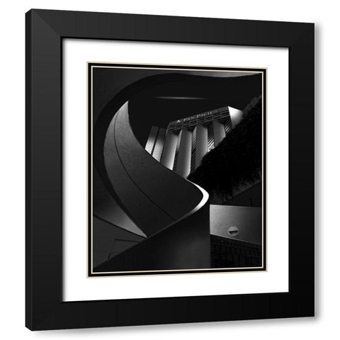 Pan Pacific Nightview Black Modern Wood Framed Art Print with Double Matting by Zeng, Jiahong