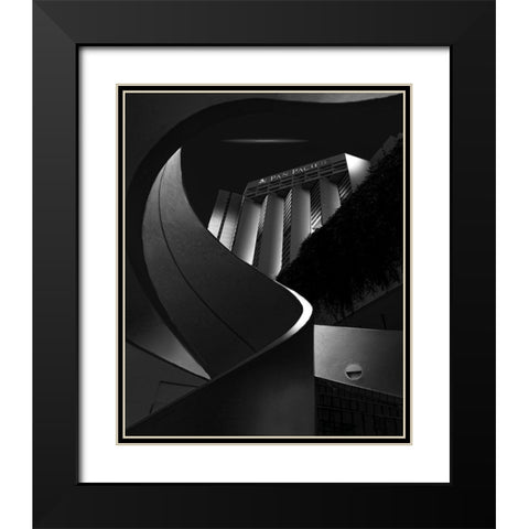 Pan Pacific Nightview Black Modern Wood Framed Art Print with Double Matting by Zeng, Jiahong