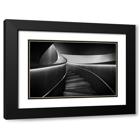 Stairs 3 Black Modern Wood Framed Art Print with Double Matting by Zhou, Steven