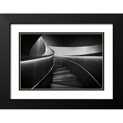 Stairs 3 Black Modern Wood Framed Art Print with Double Matting by Zhou, Steven
