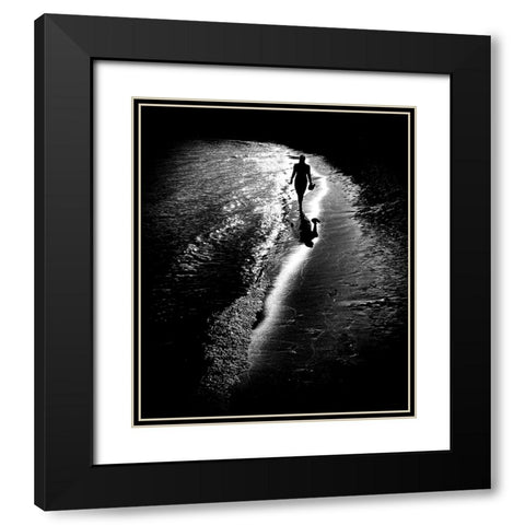 Follow The Light Black Modern Wood Framed Art Print with Double Matting by Momanu, Mirela