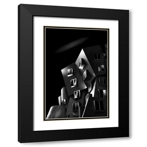 Stata Center Black Modern Wood Framed Art Print with Double Matting by Thwaits, Yun