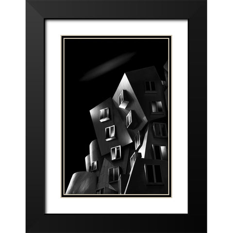 Stata Center Black Modern Wood Framed Art Print with Double Matting by Thwaits, Yun