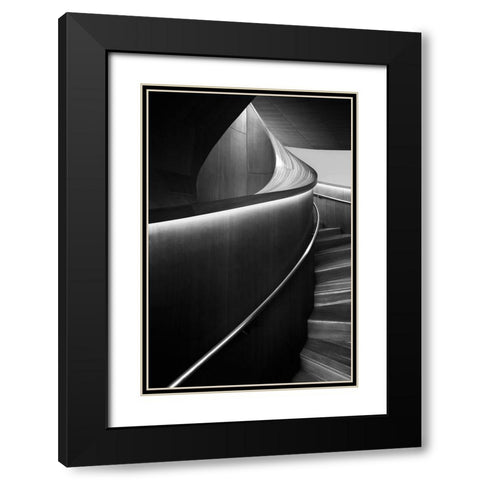 Stairs 5 Black Modern Wood Framed Art Print with Double Matting by Zhou, Steven