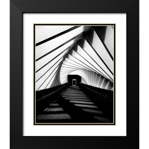 Twisted Shadows Black Modern Wood Framed Art Print with Double Matting by Jamal, Khalid