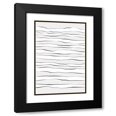 Line On Line Black Modern Wood Framed Art Print with Double Matting by Uplusmestudio