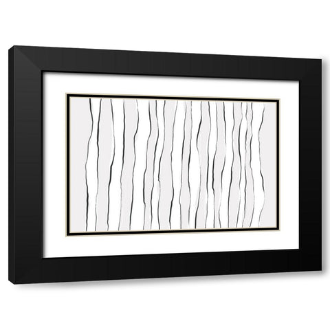 Line On Line Black Modern Wood Framed Art Print with Double Matting by Uplusmestudio