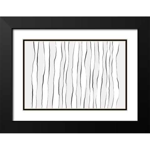 Line On Line Black Modern Wood Framed Art Print with Double Matting by Uplusmestudio